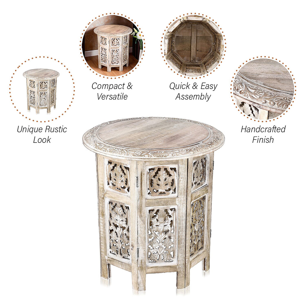 Nakkashi Table One Size- White & White