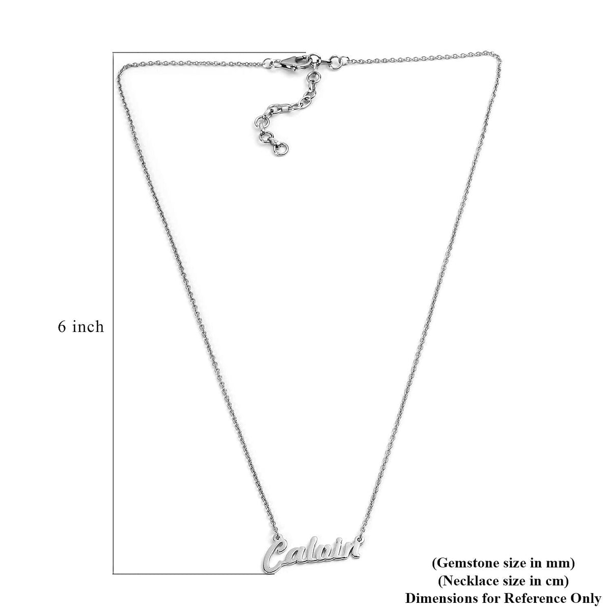 Name Necklace Size 18 with 2 inch Extender in Platinum Plated Sterling Silver 3698871 9