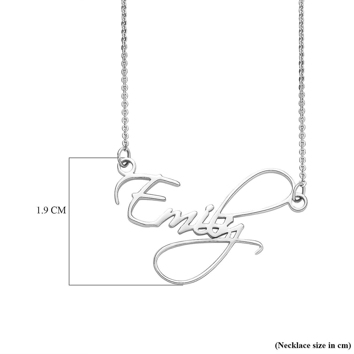 Name Necklace Size 18 with 2 inch Extender in Platinum Plated Sterling Silver 3698871 13