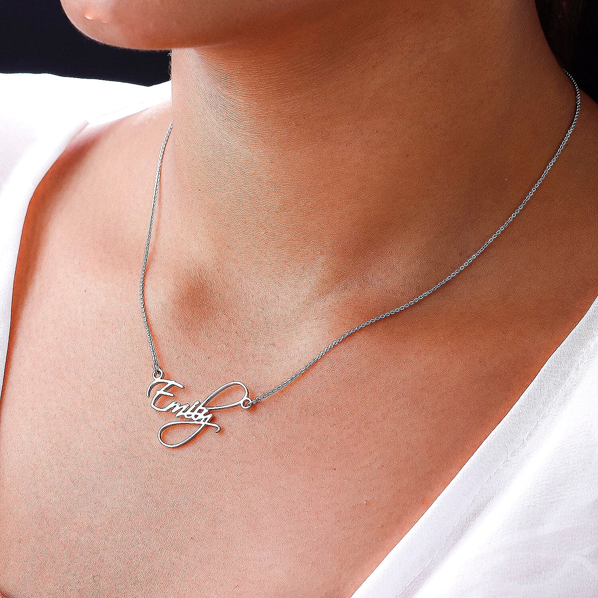 Name Necklace Size 18 with 2 inch Extender in Platinum Plated Sterling Silver 3698871 4