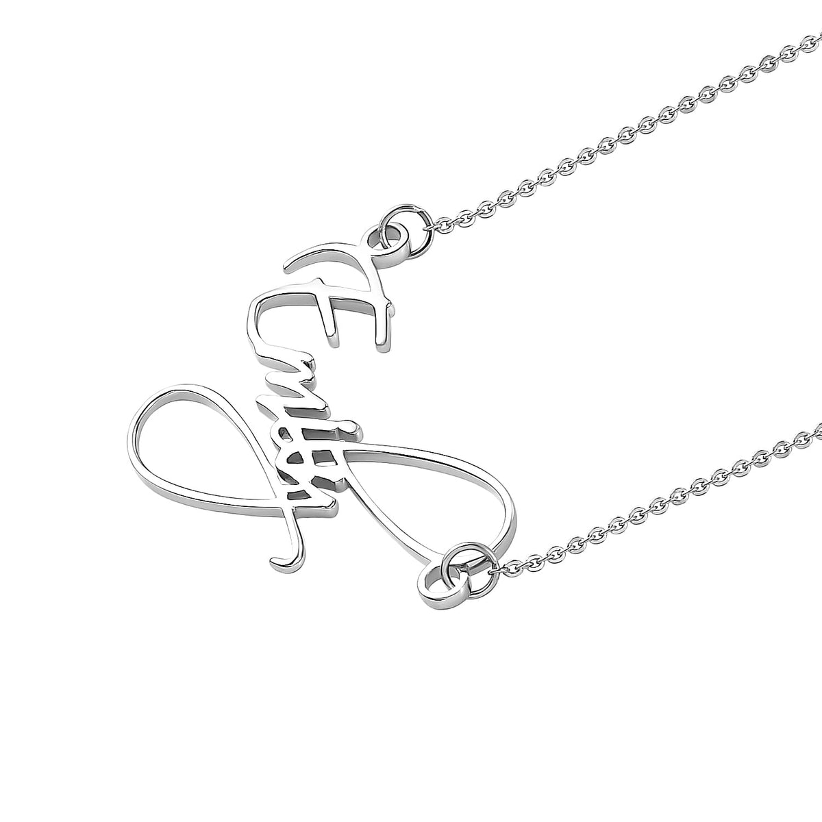 Name Necklace Size 18 with 2 inch Extender in Platinum Plated Sterling Silver 3698871 8