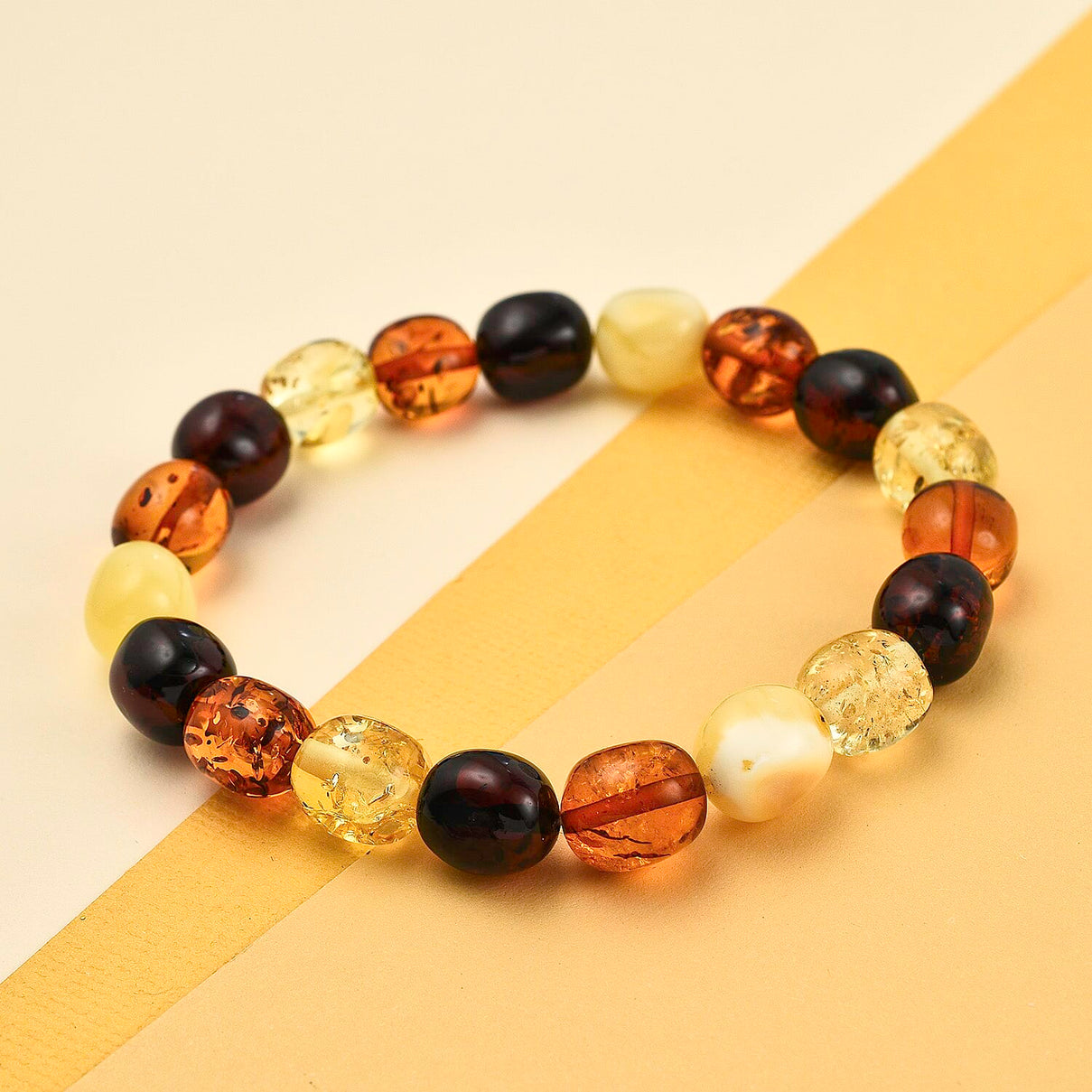 Natural Baltic Amber Bead Bracelet (Size 7 - 10) 7832861 1