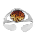 Natural Bi-Colour Baltic Amber Bangle (Size 7) in Sterling Silver, Silver Wt 12.10 Gms