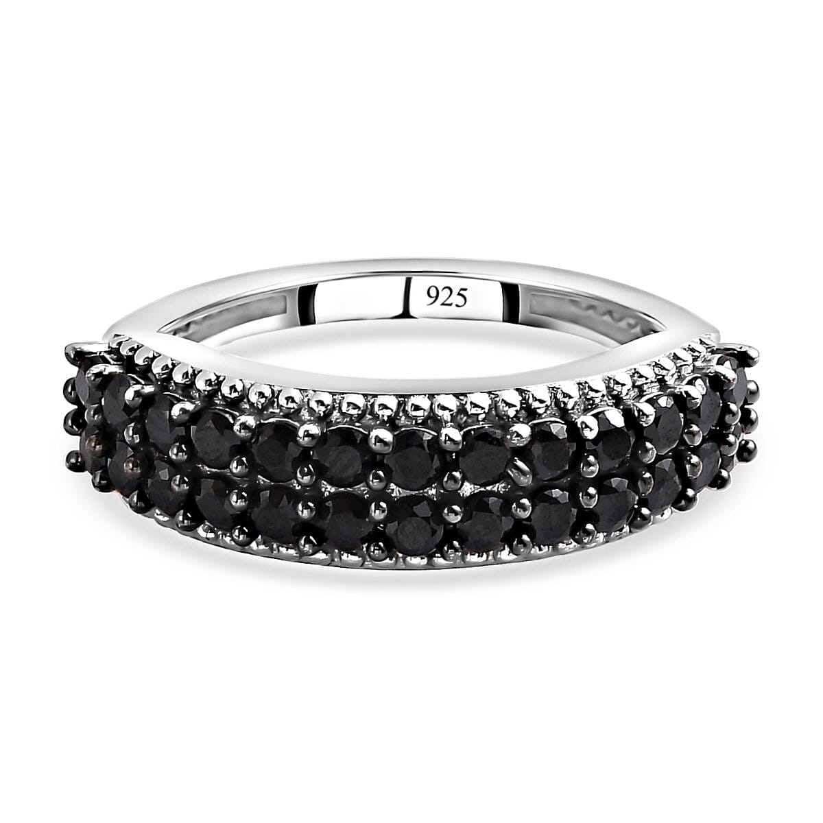 Natural Boi Ploi Black Spinel Cluster Ring in Platinum Overlay Sterling Silver 1.04 Ct. 7265306 0