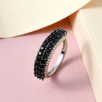 Natural Boi Ploi Black Spinel Cluster Ring in Platinum Overlay Sterling Silver 1.04 Ct.