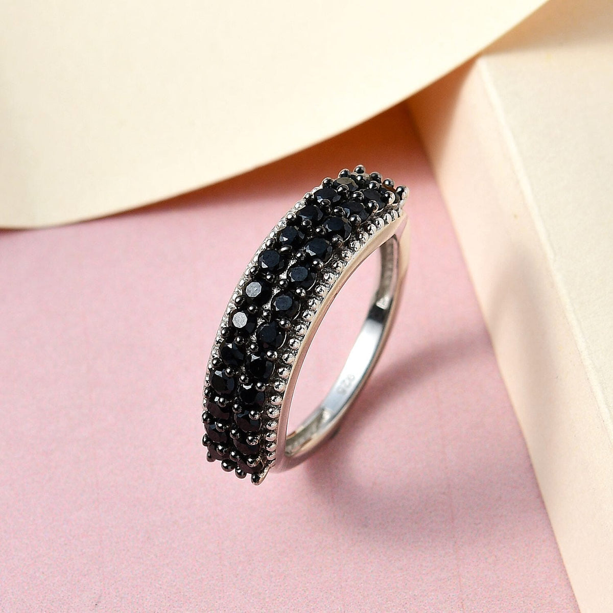 Natural Boi Ploi Black Spinel Cluster Ring in Platinum Overlay Sterling Silver 1.04 Ct. 7265306 1