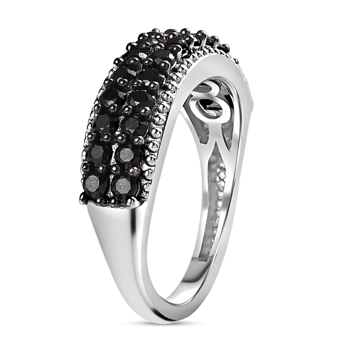 Natural Boi Ploi Black Spinel Cluster Ring in Platinum Overlay Sterling Silver 1.04 Ct. 7265306 3