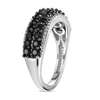 Natural Boi Ploi Black Spinel Cluster Ring in Platinum Overlay Sterling Silver 1.04 Ct.