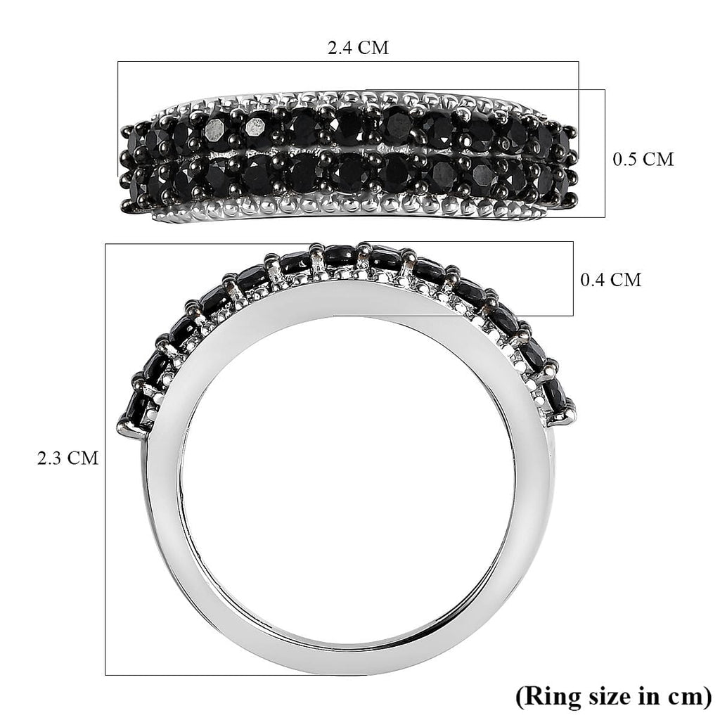 Natural Boi Ploi Black Spinel Cluster Ring in Platinum Overlay Sterling Silver 1.04 Ct.