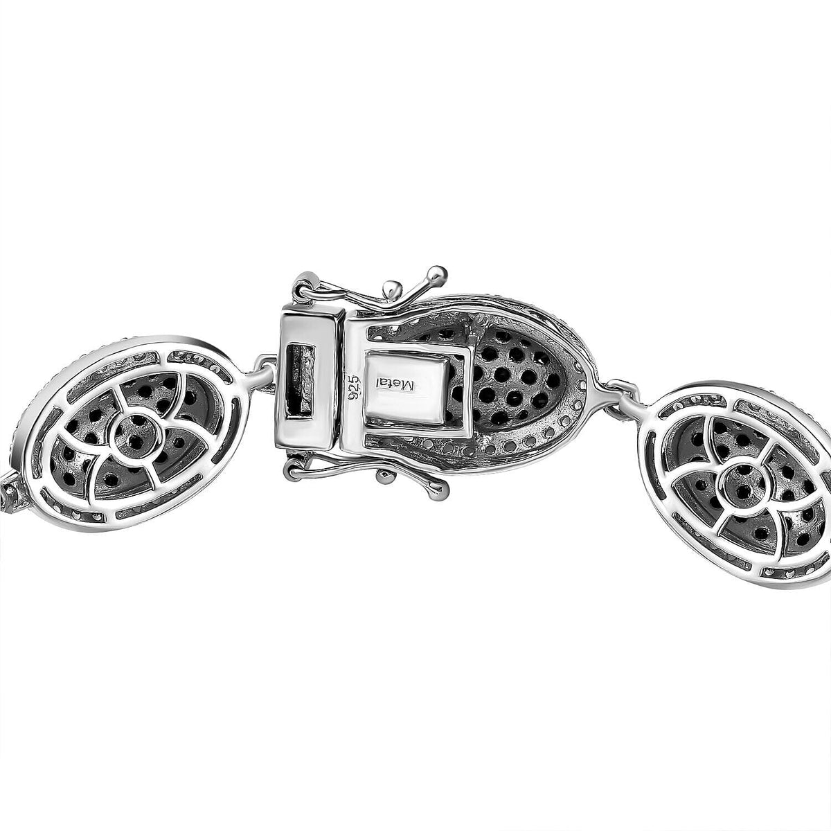 Natural Boi Ploi Black Spinel and Natural Cambodian Zircon Bracelet (Size - 7.5) in Platinum Overlay Sterling Silver 17.370 Ct 7268153 3