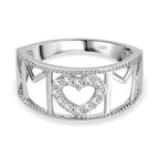 Natural Zircon Heart Ring in Platinum Overlay Sterling Silver