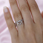Natural Zircon Heart Ring in Platinum Overlay Sterling Silver