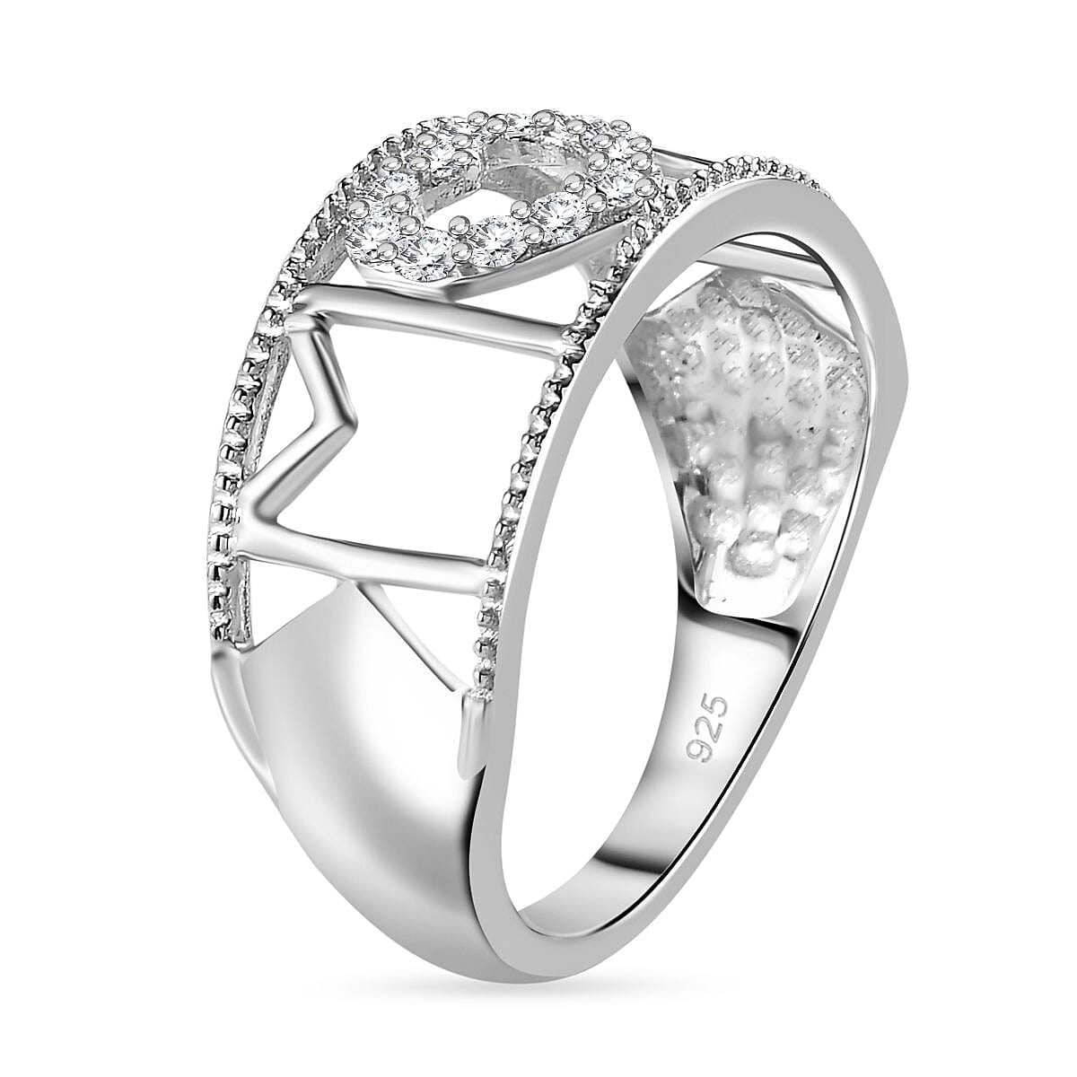 Natural Cambodian Zircon Ring in Platinum Plated Sterling Silver 3778978 4