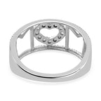 Natural Zircon Heart Ring in Platinum Overlay Sterling Silver