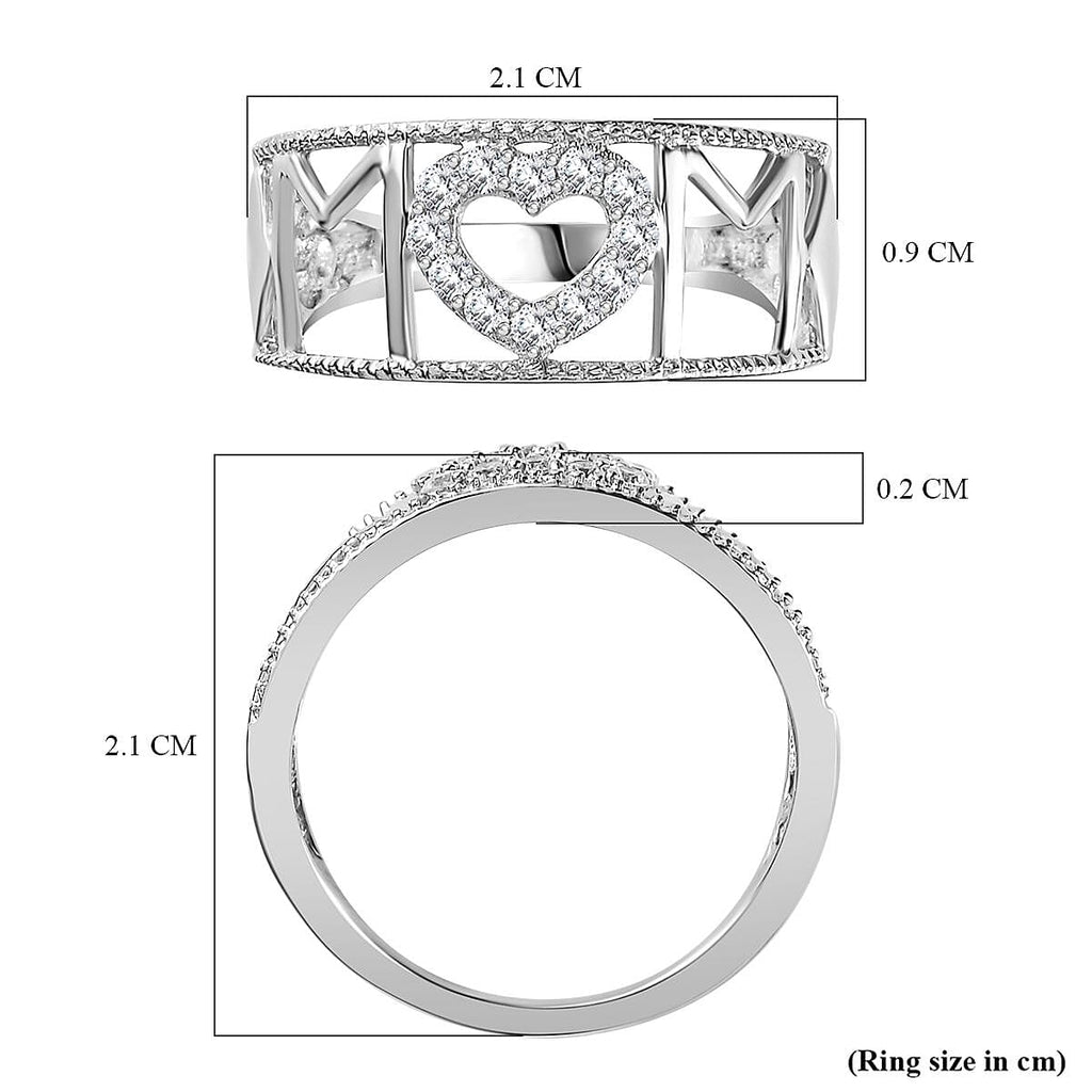Natural Zircon Heart Ring in Platinum Overlay Sterling Silver