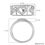 Natural Zircon Heart Ring in Platinum Overlay Sterling Silver