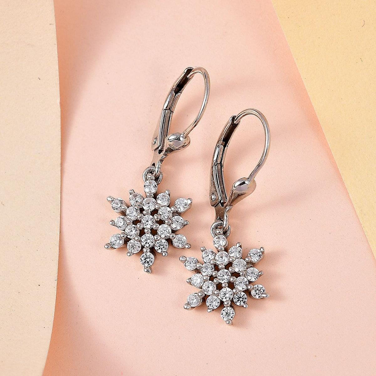 Natural Cambodian Zircon Earrings (with Lever Back) in Sterling Silver with Platinum Plating 2620853 2