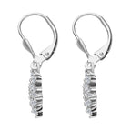 Natural Zircon Snowflake Earrings with Lever Back in Platinum Overlay Sterling Silver 1.33 Ct.