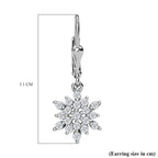 Natural Zircon Snowflake Earrings with Lever Back in Platinum Overlay Sterling Silver 1.33 Ct.