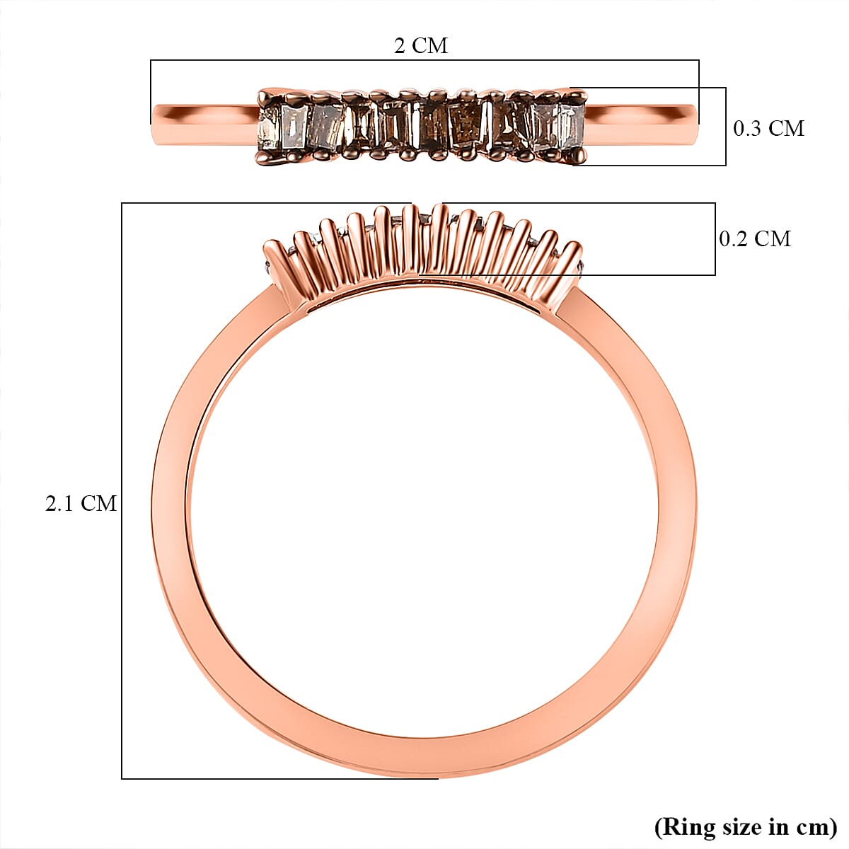 Natural Champagne Diamond Engagement Ring in 18K Vermeil Rose Gold Plated Sterling Silver 7281330 12