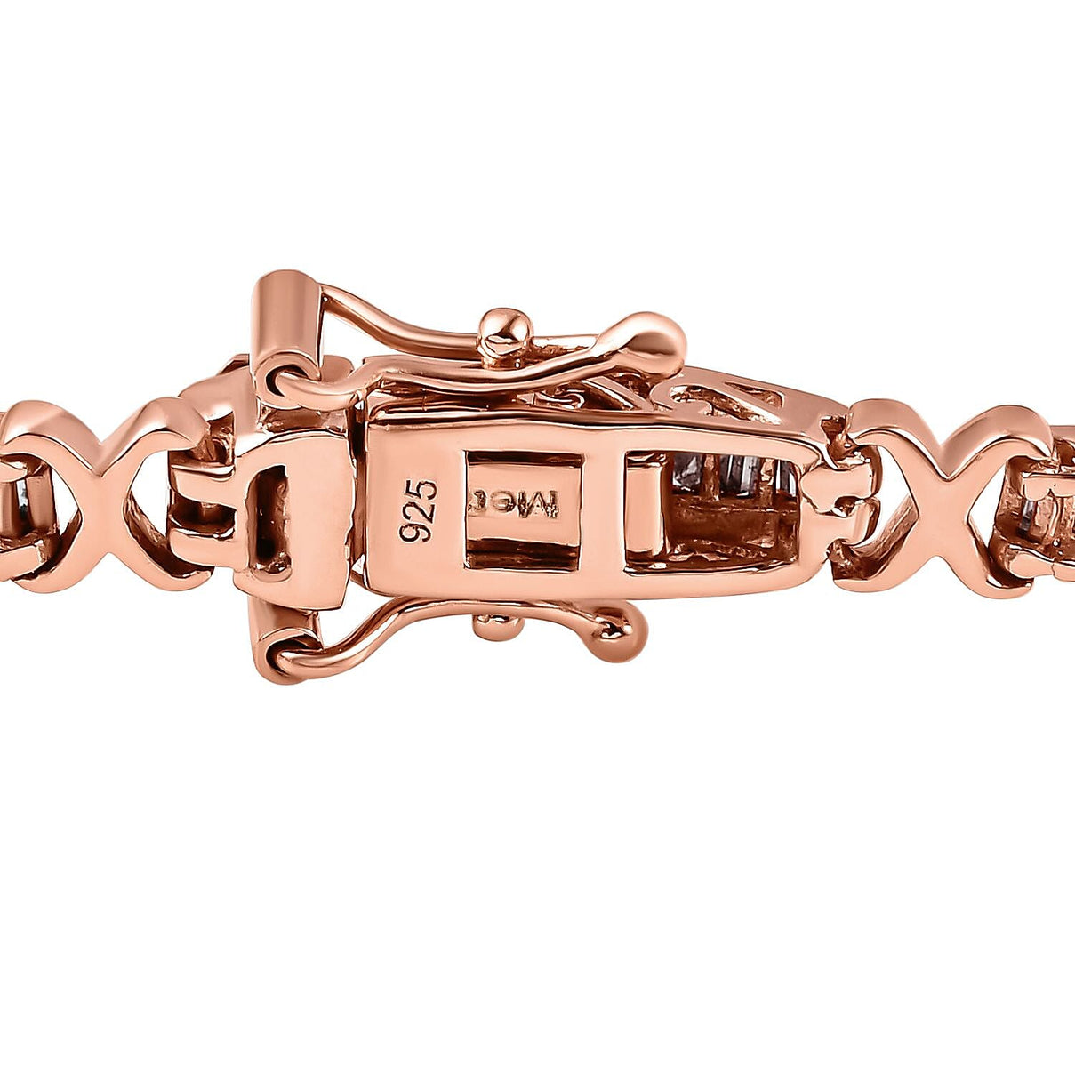 Natural Champagne Diamond Baguette Link Tennis Bracelet (Size - 7.5) in 18K Vermeil Rose Gold Plated Sterling Silver 2.50 Ct, Silver Wt. 11.50 Gms 7026248 4