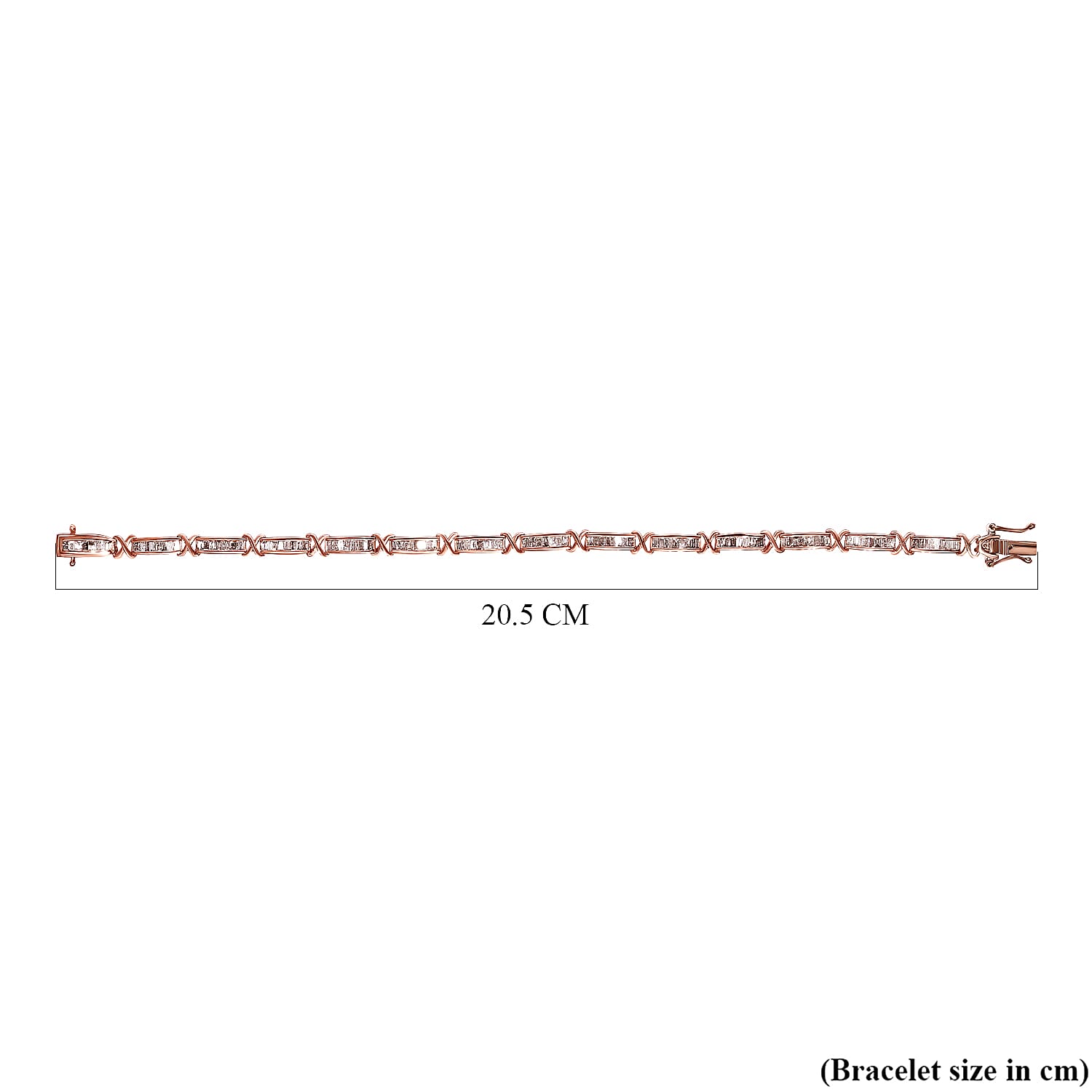 Natural Champagne Diamond Baguette Link Tennis Bracelet (Size - 7.5) in 18K Vermeil Rose Gold Plated Sterling Silver 2.50 Ct, Silver Wt. 11.50 Gms 7026248 5
