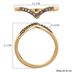 Natural Champagne Diamond Wishbone Ring in 18K Yellow Gold Vermeil Plated Sterling Silver
