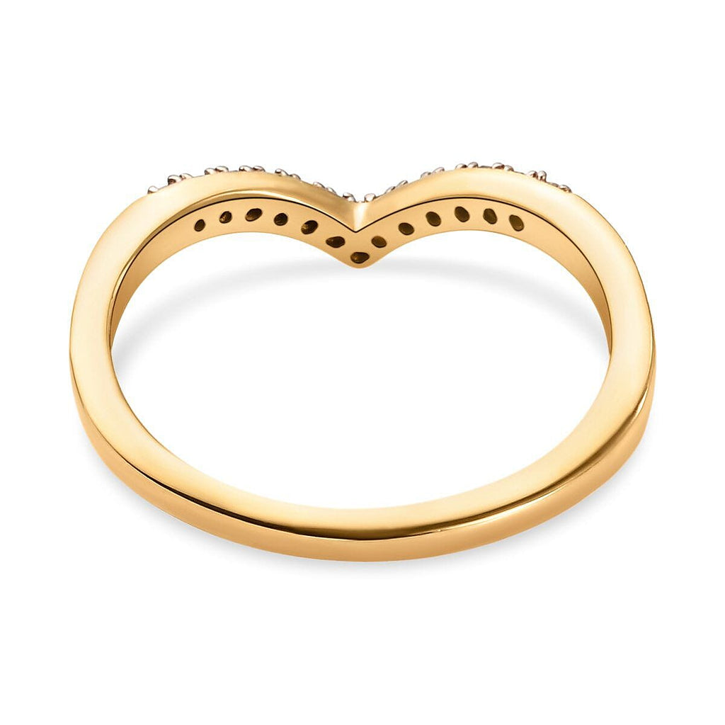 Natural Champagne Diamond Wishbone Ring in 18K Yellow Gold Vermeil Plated Sterling Silver