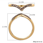 Natural Champagne Diamond Wishbone Ring in 18K Yellow Gold Vermeil Plated Sterling Silver