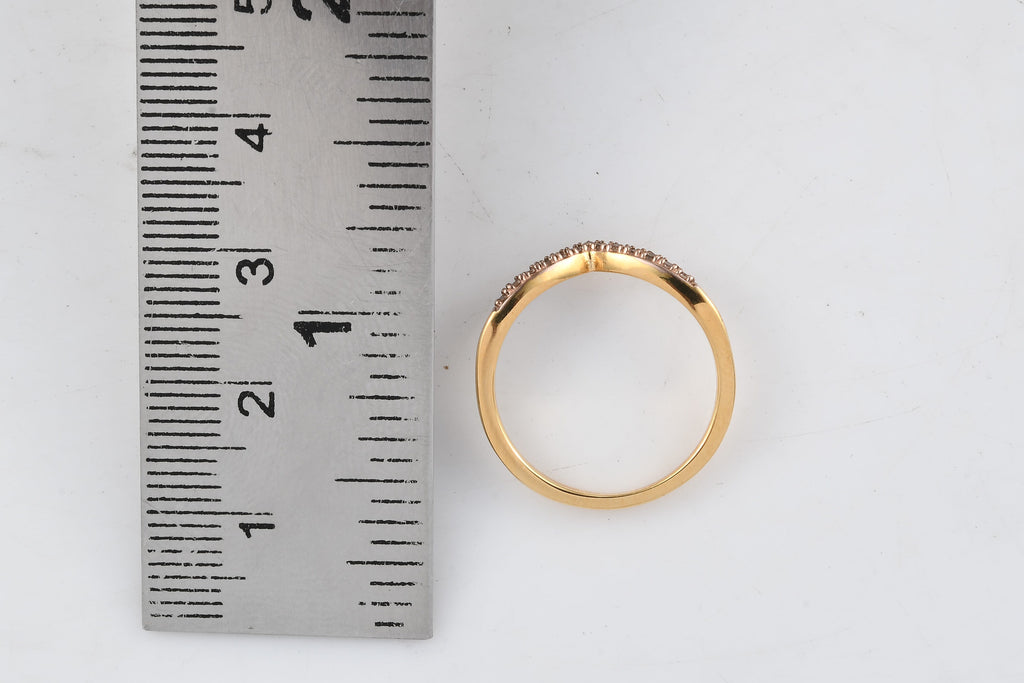Natural Champagne Diamond Wishbone Ring in 18K Yellow Gold Vermeil Plated Sterling Silver