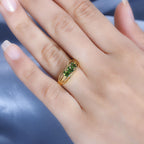 Natural Chrome Diopside Trilogy Ring in 14K Gold Overlay Sterling Silver
