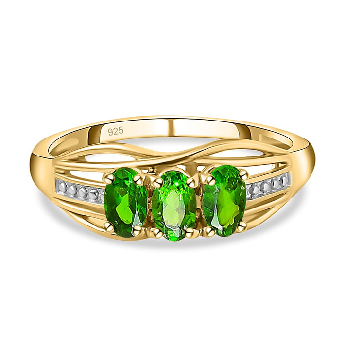 D'Joy Natural Chrome Diopside Trilogy Ring in 18K Vermeil Yellow Gold Plated Sterling Silver 7486482 1