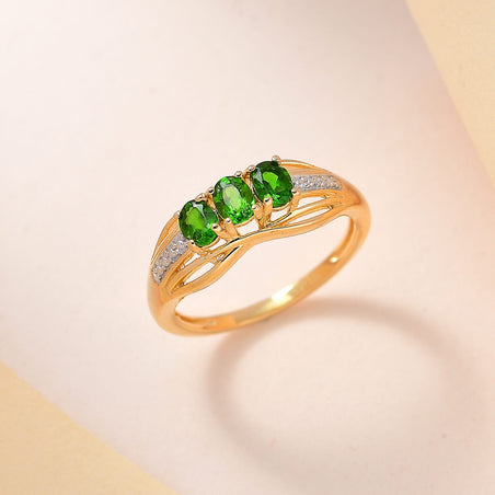 D'Joy Natural Chrome Diopside Trilogy Ring in 18K Vermeil Yellow Gold Plated Sterling Silver 7486482 2