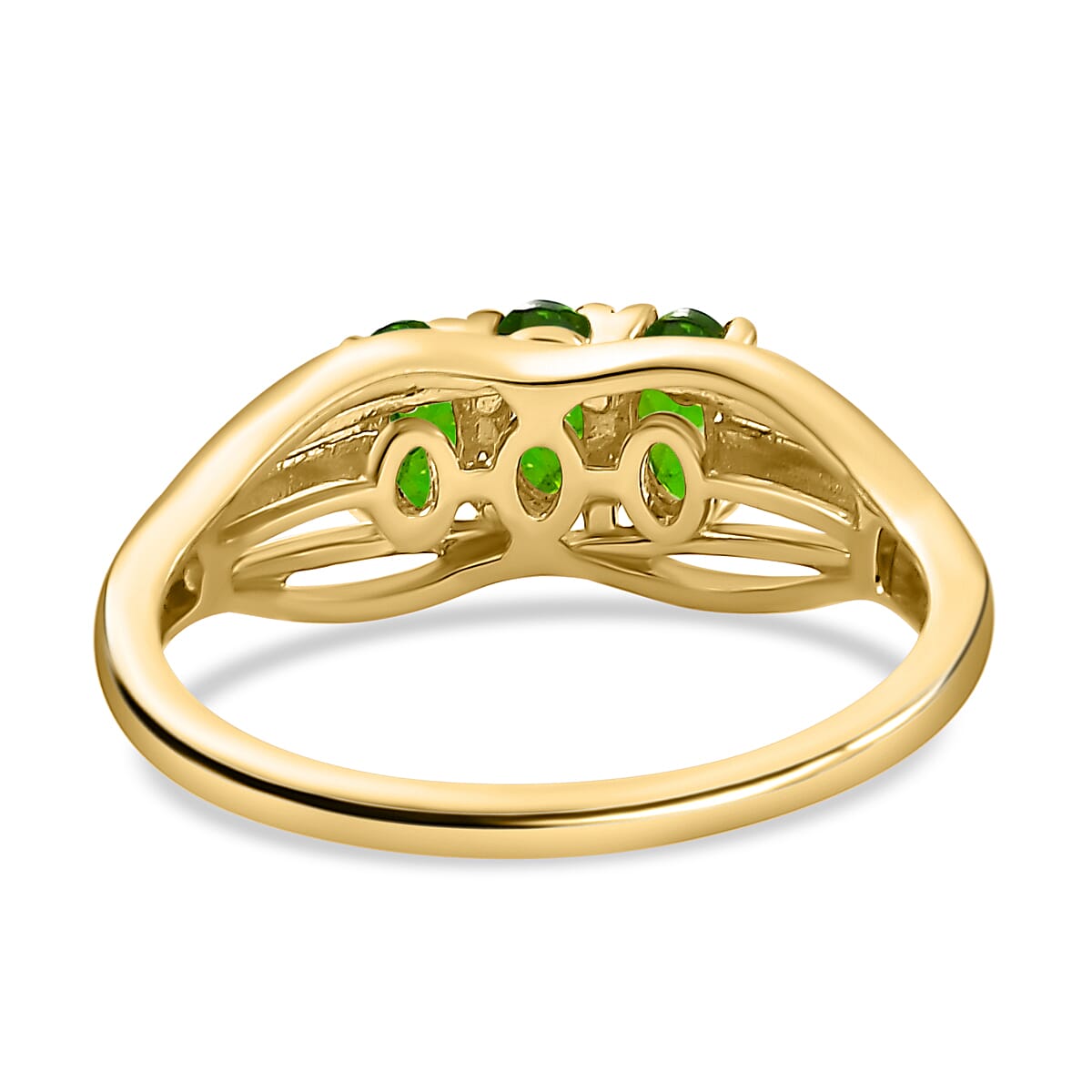 D'Joy Natural Chrome Diopside Trilogy Ring in 18K Vermeil Yellow Gold Plated Sterling Silver V32513885 9