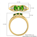D'Joy Natural Chrome Diopside Trilogy Ring in 18K Vermeil Yellow Gold Plated Sterling Silver