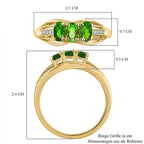 D'Joy Natural Chrome Diopside Trilogy Ring in 18K Vermeil Yellow Gold Plated Sterling Silver