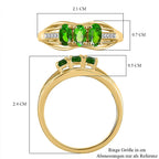 D'Joy Natural Chrome Diopside Trilogy Ring in 18K Vermeil Yellow Gold Plated Sterling Silver