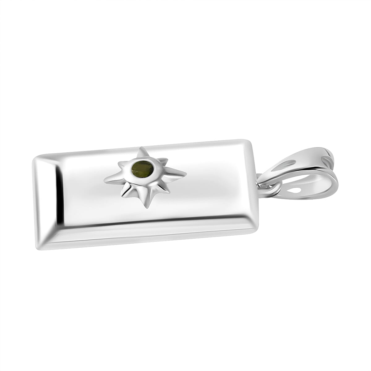 Natural Chrome Diopside Ingot Bar Pendant in Sterling Silver V32514011 4
