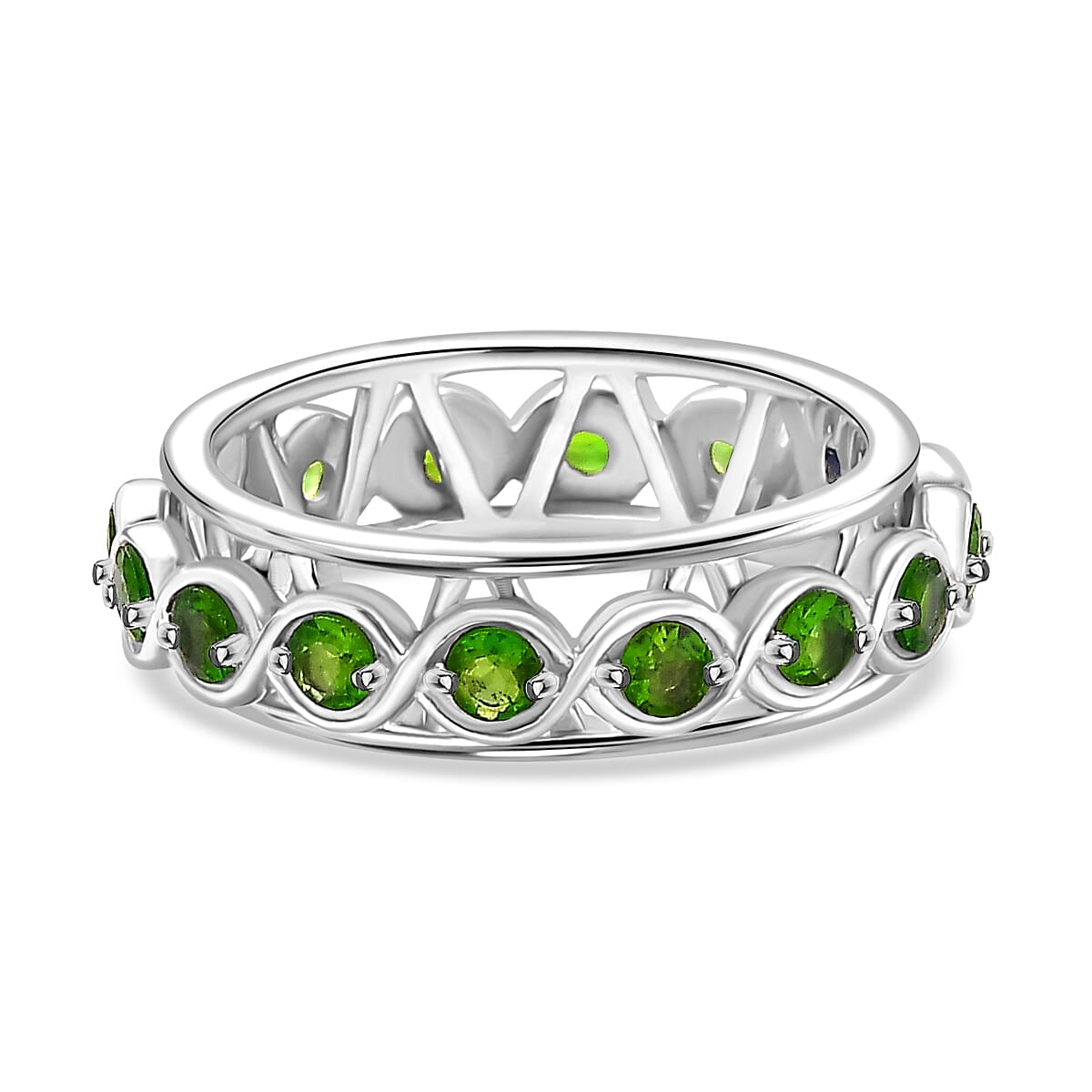 GP Chrome Diopside Band Ring in Rhodium Overlay Sterling Silver 7855104 0