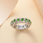 Chrome Diopside Band Ring in Rhodium Overlay Sterling Silver     1.02 Ct