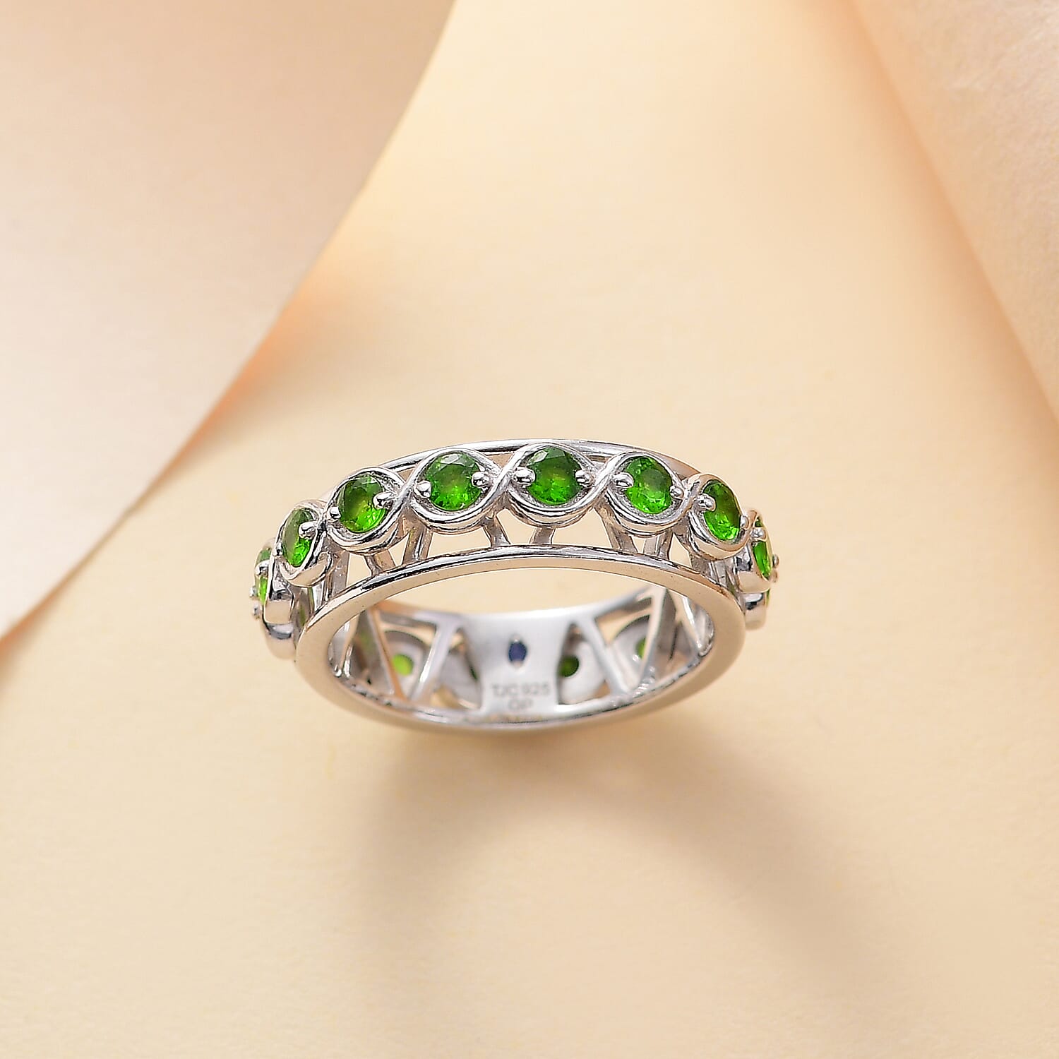 GP Chrome Diopside Band Ring in Rhodium Overlay Sterling Silver 7855104 1