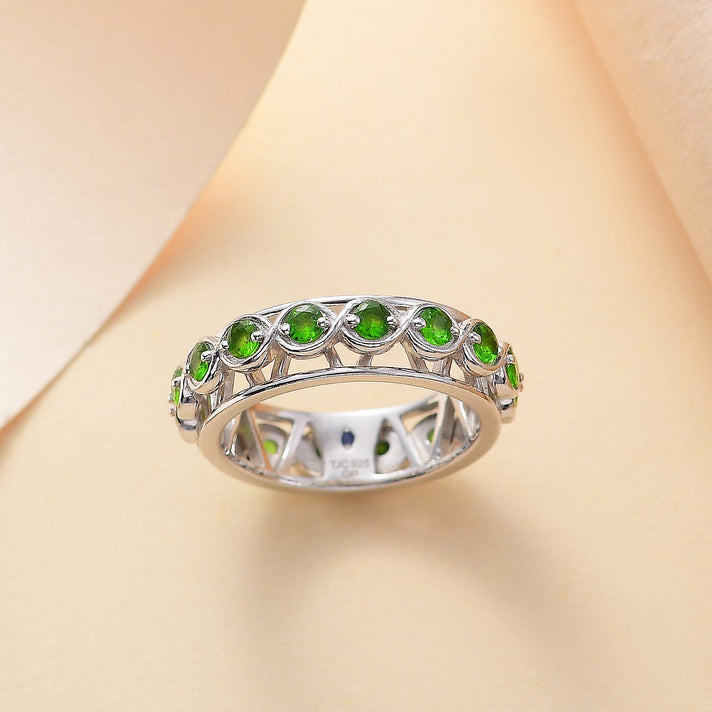 GP Multi Tourmaline Band Ring in Rhodium Overlay Sterling Silver 7855094 2