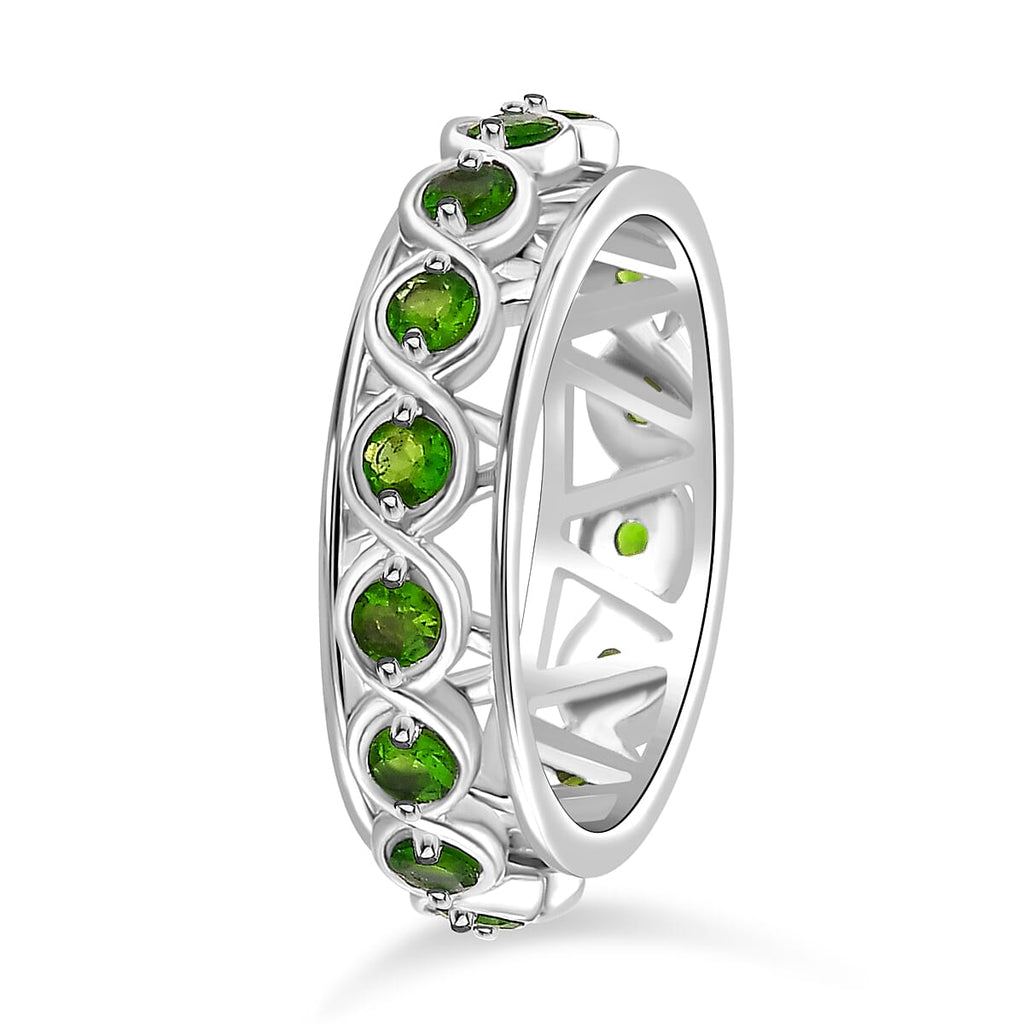 Chrome Diopside Band Ring in Rhodium Overlay Sterling Silver     1.02 Ct