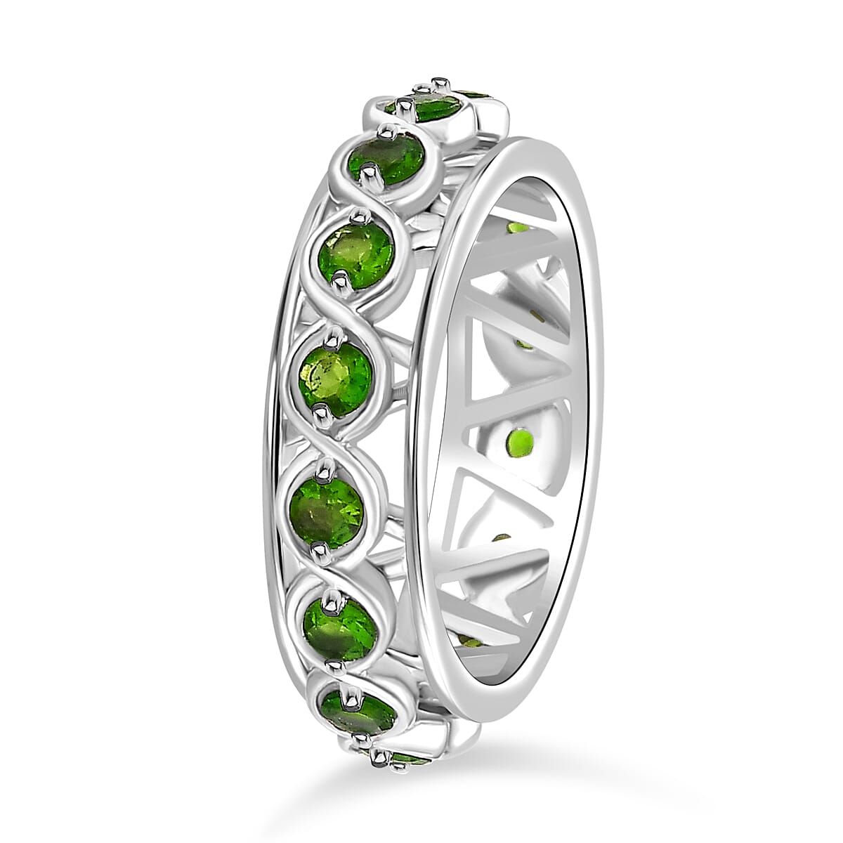 GP Chrome Diopside Band Ring in Rhodium Overlay Sterling Silver 7855104 3