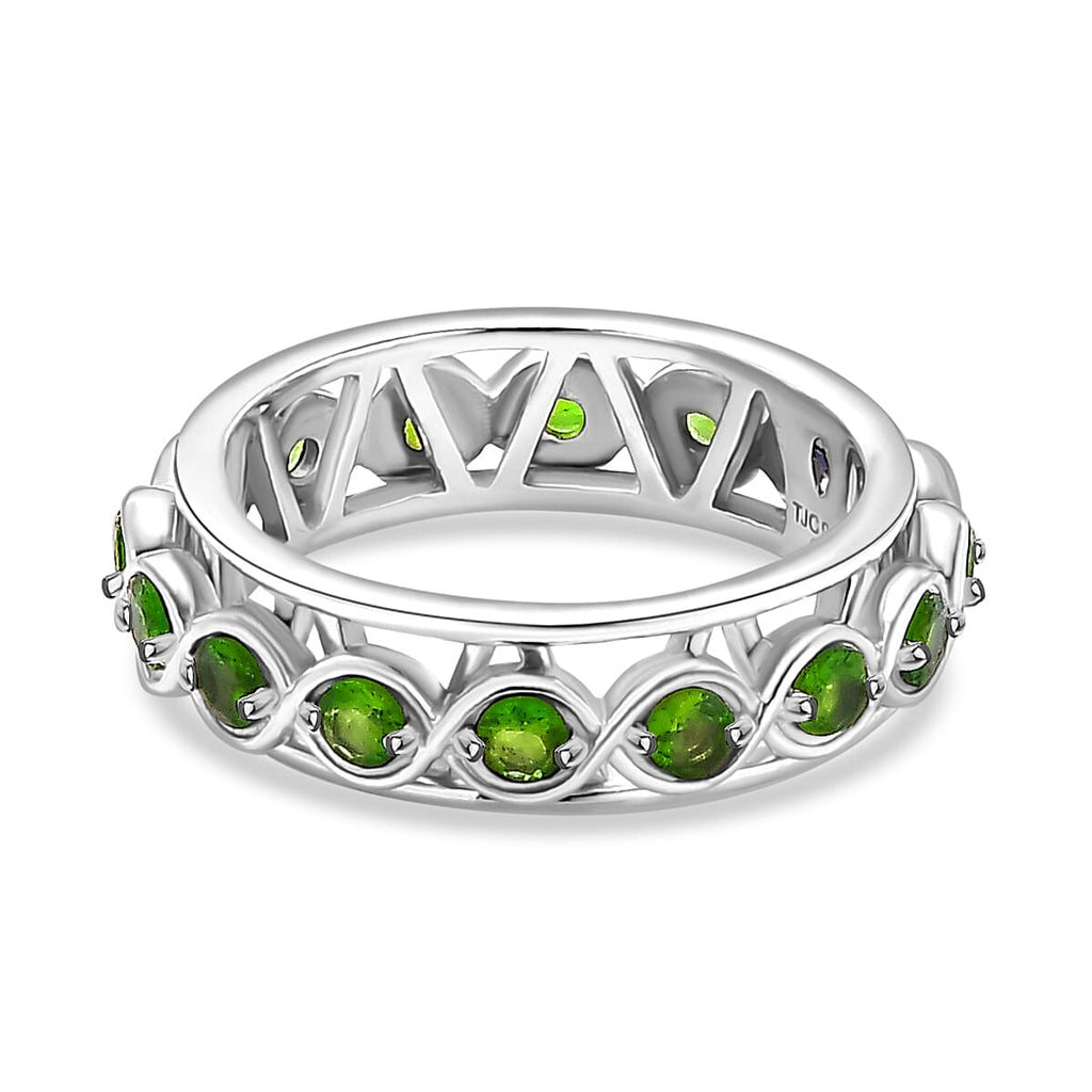 Chrome Diopside Band Ring in Rhodium Overlay Sterling Silver     1.02 Ct