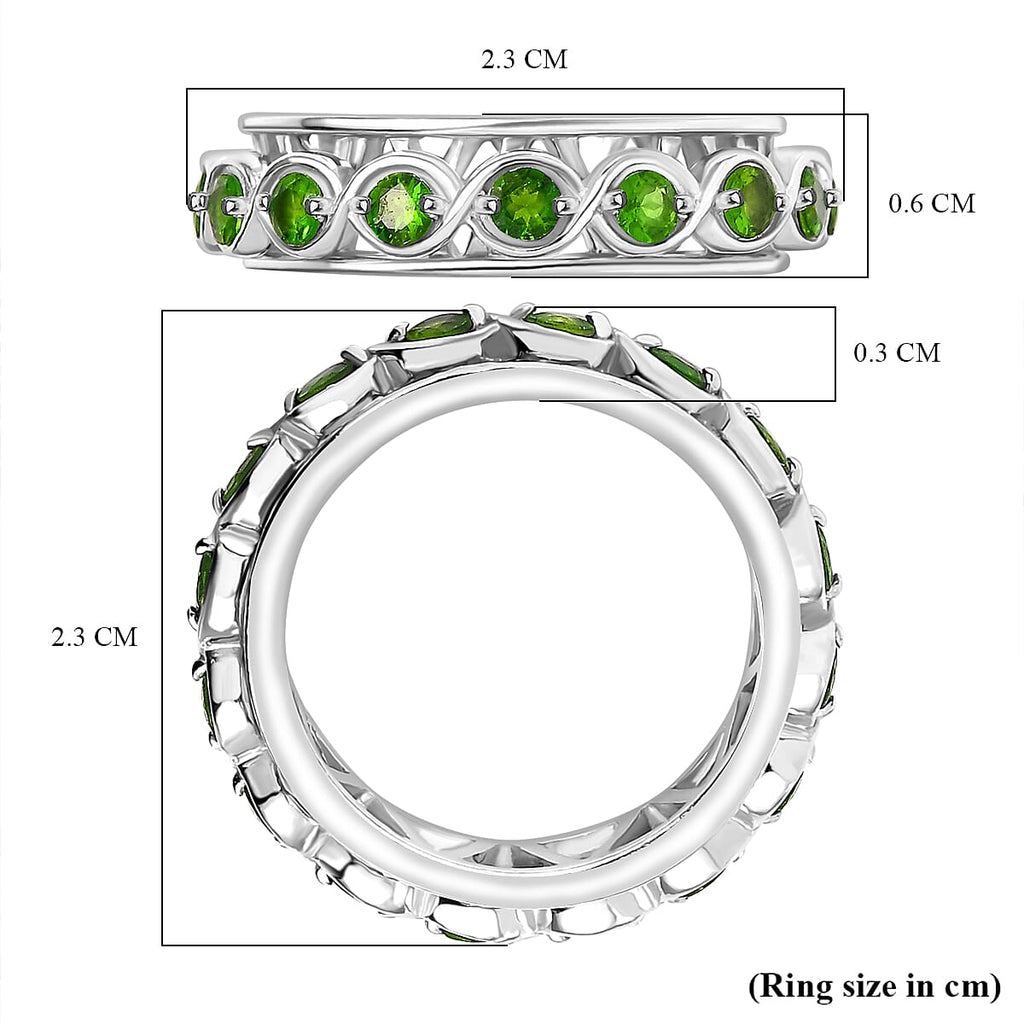 Chrome Diopside Band Ring in Rhodium Overlay Sterling Silver     1.02 Ct