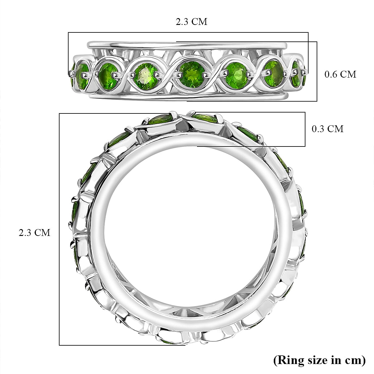 GP Chrome Diopside Band Ring in Rhodium Overlay Sterling Silver 7855104 5