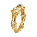 GP- Bamboo Collection - Natural Chrome Diopside and Natural Zircon Ring in 18K Vermeil Yellow Gold Plated Sterling Silver