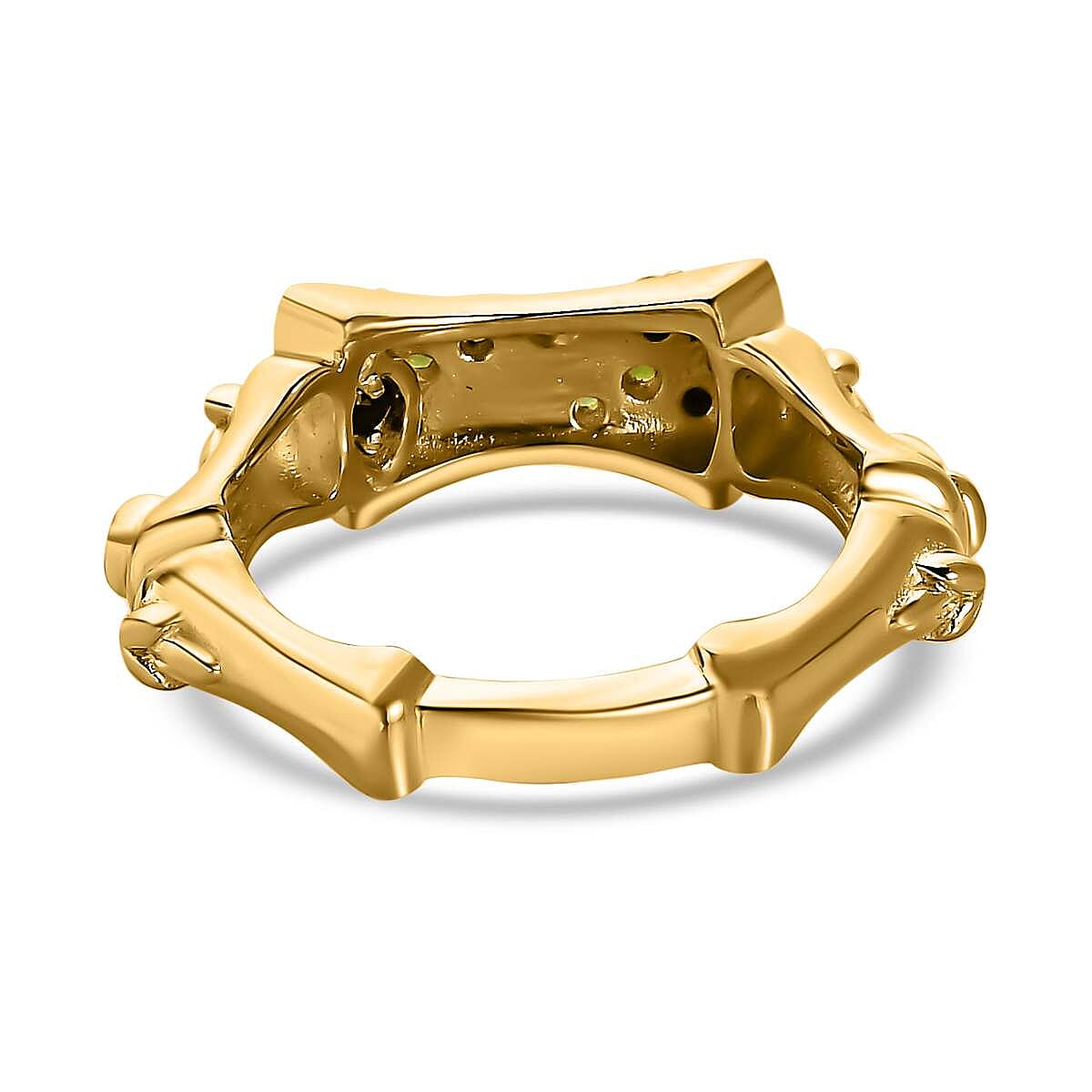 GP- Bamboo Collection - Natural Chrome Diopside and Natural Zircon Ring in 18K Vermeil Yellow Gold Plated Sterling Silver 7582618 5
