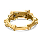 GP- Bamboo Collection - Natural Chrome Diopside and Natural Zircon Ring in 18K Vermeil Yellow Gold Plated Sterling Silver